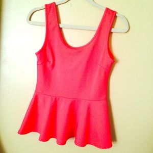 SOLD in a BUNDLE - Coral Peplum top w/ bow