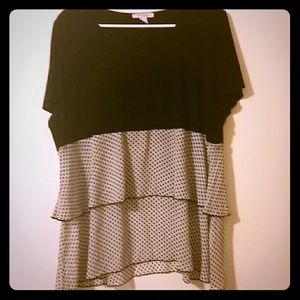 Knit top with Polk o dot peplum layers 1x women's