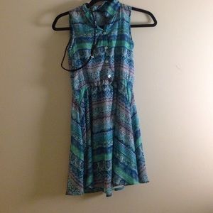 blue tribal print dress