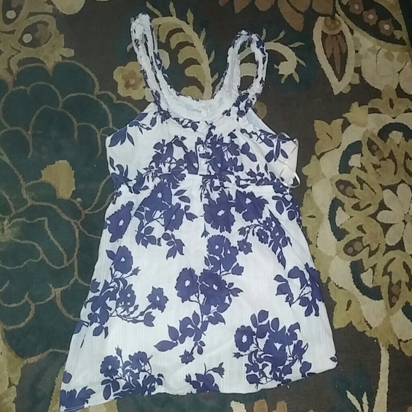 Aeropostale blue and white flower tank top