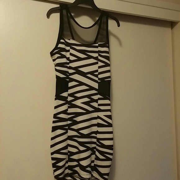 Black and white Tank dress with zig zag design