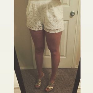 White lace shorts