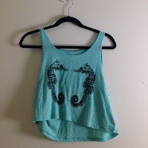 teal graphic tank