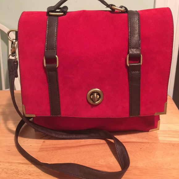 Red suede Satchel bag