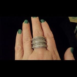 Sterling silver cubic zirconia cigar band size 7