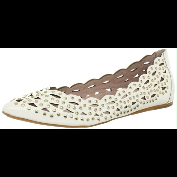 Vince Camuto Studded White Patent Leather Flats