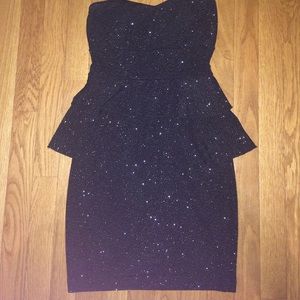 Black-Sparkled Peplum Dress
