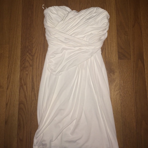 White Crossover Strapless Dress