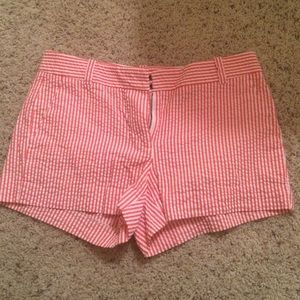 jcrew peach seersucker shorts