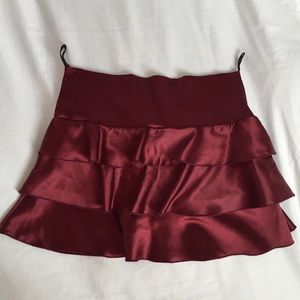 Red/Burgundy Silky Ruffle Skirt