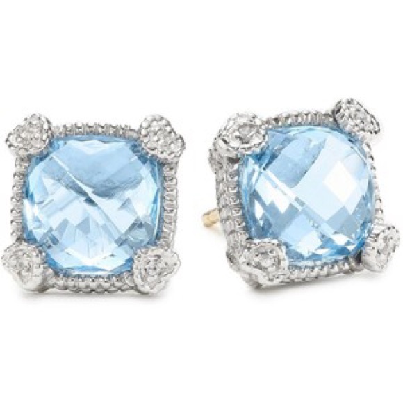 Judith Ripka blue topaz and silver stud earrings