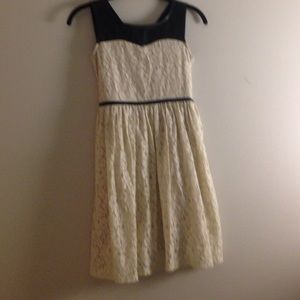 lace dress with faux leather straps
