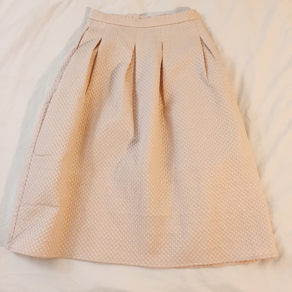 H&M Wide Skirt - blush pink w/ silver threads