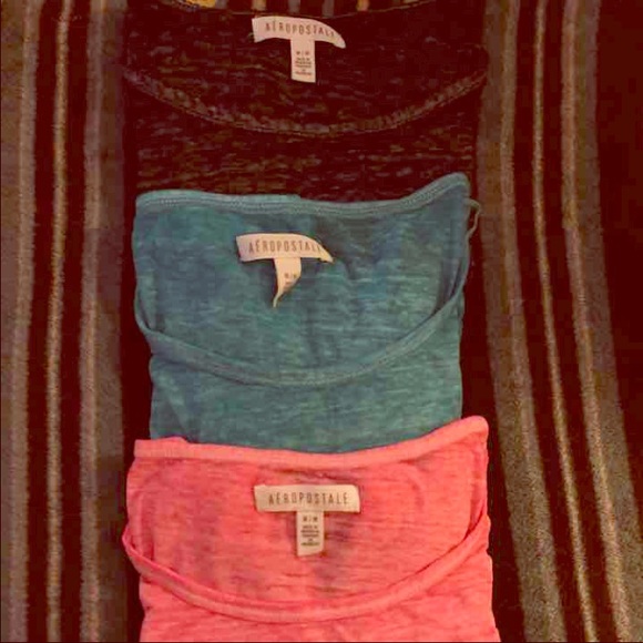 3 Aeropostale burn out long sleeve tees