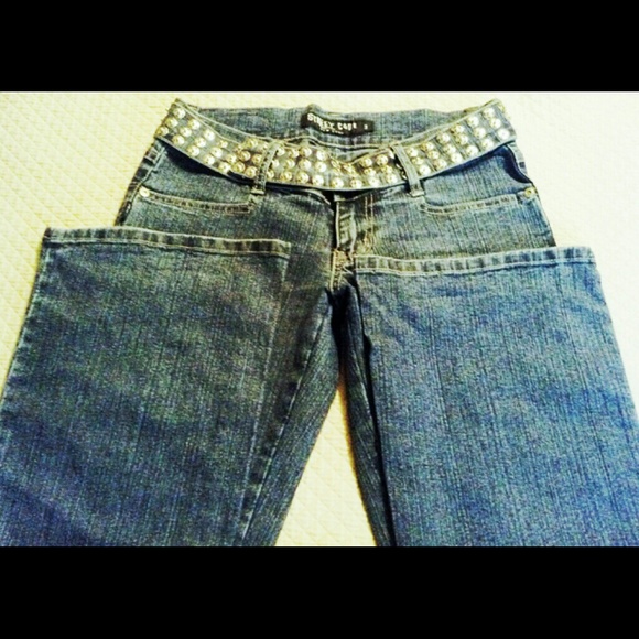 Street Code New York Denim Studded Jeans W/ Belt - Picture 3 of 4