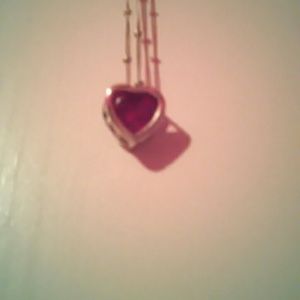 A heart shaped red necklaces