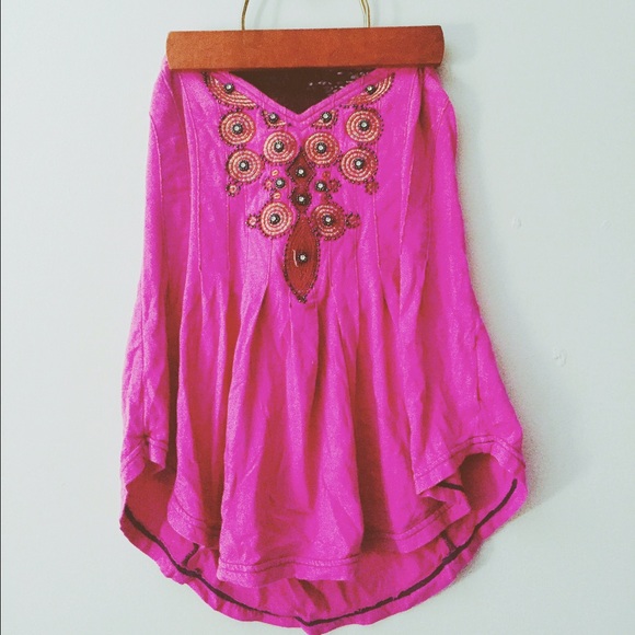 Free People Magenta Beaded Tube Top