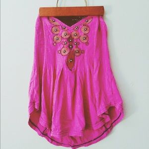 Free People Magenta Beaded Tube Top