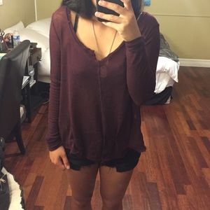 Thin burgundy Long Sleeve Shirt