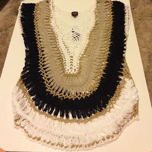 2B BEBE Multi color metallic crochet tunic