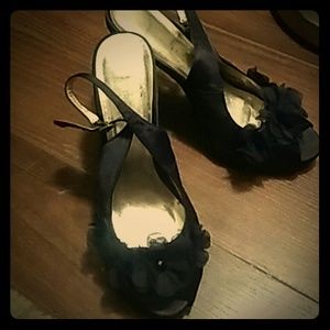 Black ankle strap heels