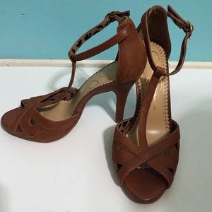 Brown leather heels