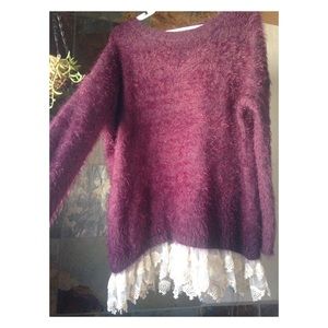 Dark purple and lace sweater