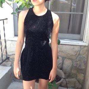 Vintage velvet sparkly skater dress with open back