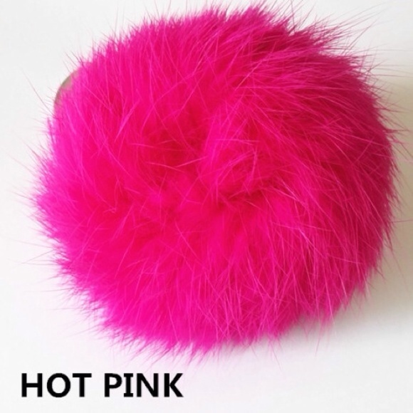 Accessories - Genuine Rabbit Fur Balls Silver Keyring or Charm.