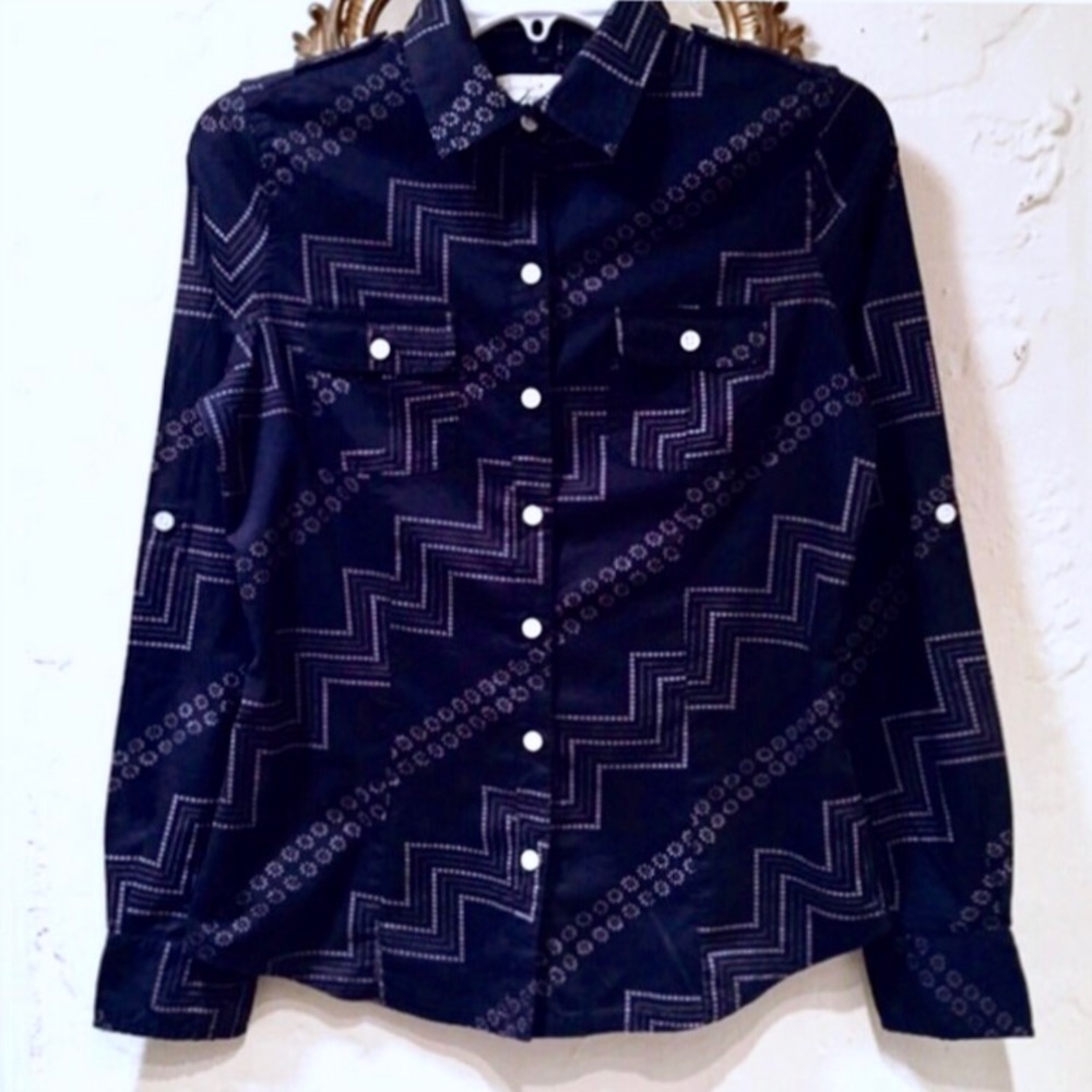 Levi's Blue Paisley Print Button Down Top (XS)