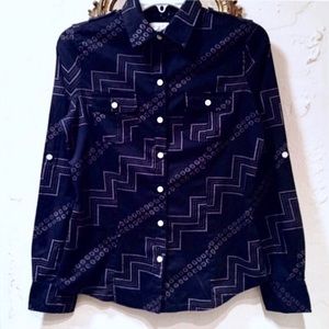Levi's Blue Paisley Print Button Down Top (XS)