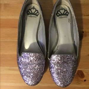 Silver glitter ballet flats