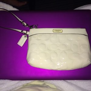 White Patent Leather Coach Wristlet