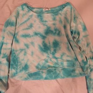 Tie dye blue and white sweater.