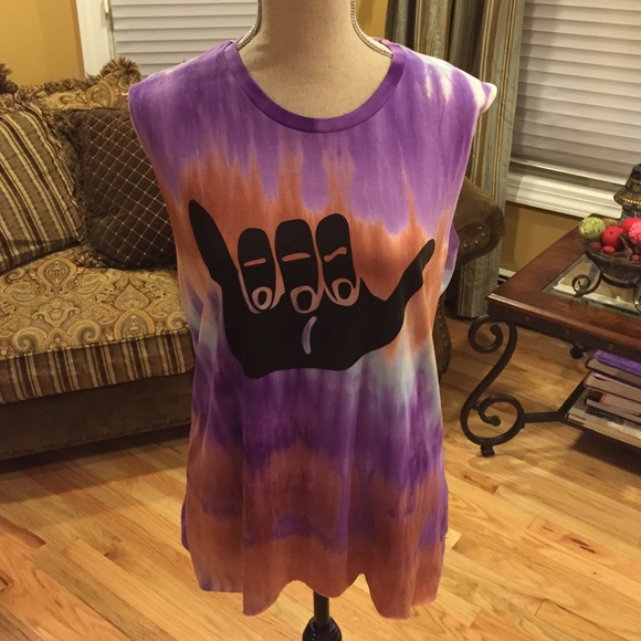 AnM PURPLE/ORANDE TIE-DYE SLEEVELESS TOP. NEW!