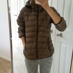 Uniqlo ultra light Down parka. Metallic brown.