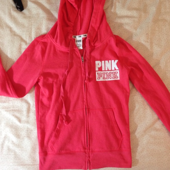 Victoria's Secret PINK zip up hoodie in coral