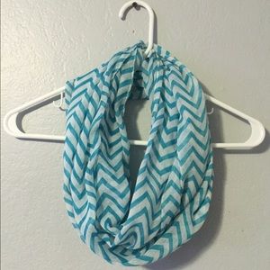 Blue and white chevron infinity scarf