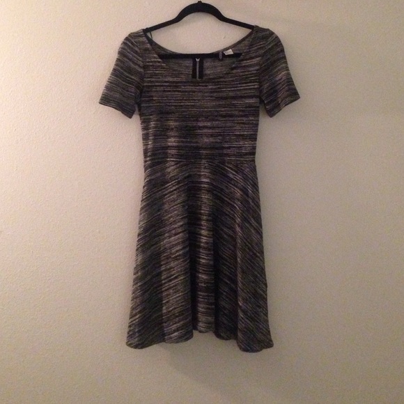 Grey skater dress with zipper back closure