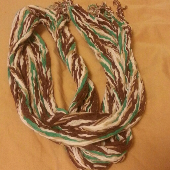 Colorful scarf in green, brown and white