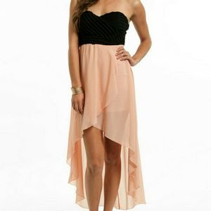 NWOT Black and Nude Hi-Low Dress