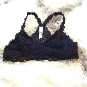 Black Lace Racerback Bralette (XS)
