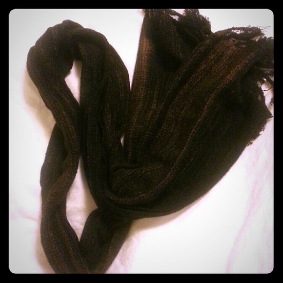 Black scarf with light gold accents