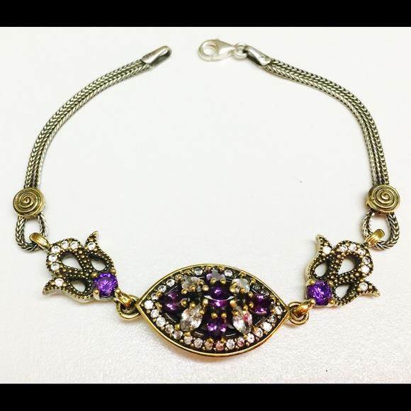 Turkish style Jewelry - 925k sterling silver topaz bracelet never used.