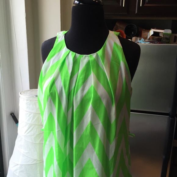 SOLD Maude Neon Green Chevron Dress! - Picture 2 of 4
