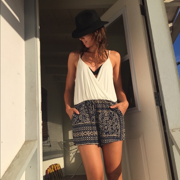 Deep V neck romper