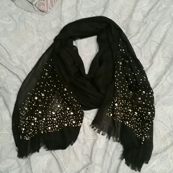 Black embellished scarf