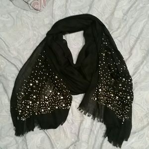 Black embellished scarf