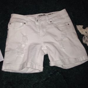 High waisted white shorts