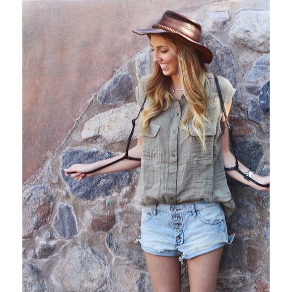 Free People Jackets & Blazers - Free People Seagreen Buttondown Washed Vest